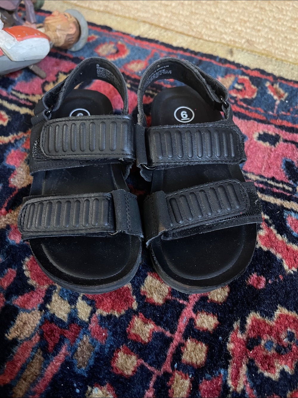 Cat & Jack Black Kids' Double-Strap Adjustable Sandals